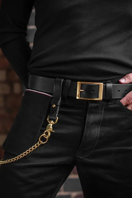 &SONS Leather Goods>Black Leather Belt