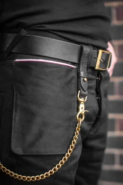 &SONS Leather Goods>Black Leather Belt