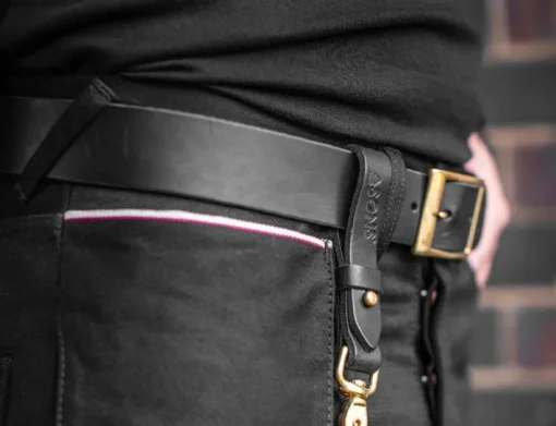 &SONS Leather Goods>Black Leather Belt