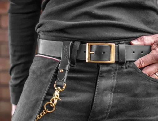 &SONS Leather Goods>Black Leather Belt