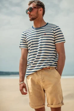 &SONS Tops>Breton Striped T Shirt Blue
