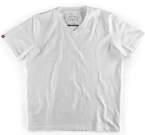 &SONS Tops>Classic White V-Neck T-Shirt