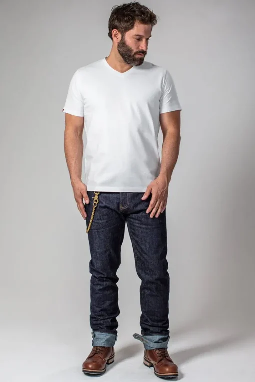 &SONS Tops>Classic White V-Neck T-Shirt