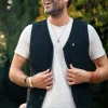 &SONS Waistcoats>Navy Lincoln Waistcoat / Vest