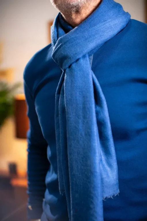 &SONS Knitwear>Outlaw Scarf Denim Blue