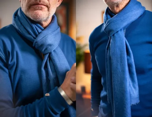 &SONS Knitwear>Outlaw Scarf Denim Blue