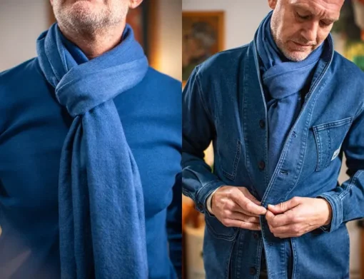 &SONS Knitwear>Outlaw Scarf Denim Blue