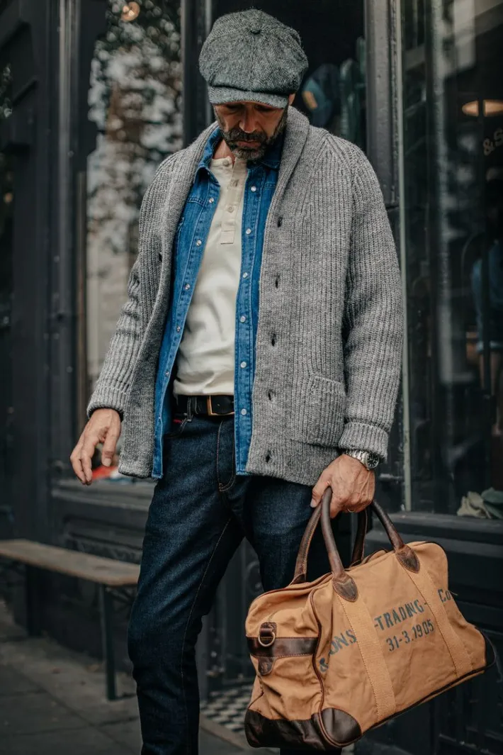 &SONS Jackets & Coats>Pioneer British Wool Cardigan Grey