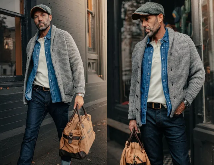 &SONS Jackets & Coats>Pioneer British Wool Cardigan Grey