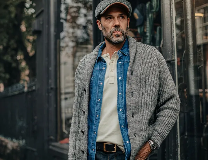 &SONS Jackets & Coats>Pioneer British Wool Cardigan Grey