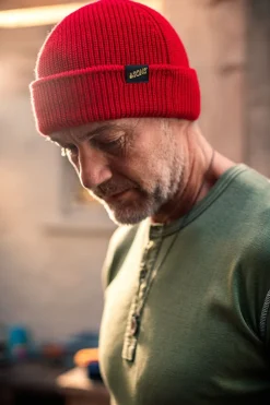 &SONS Knitwear>Poppy Red Atlantic Watch Cap / Beanie