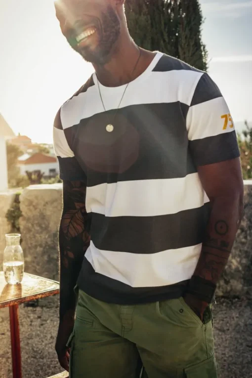 &SONS Tops>75 T-Shirt Black Stripe