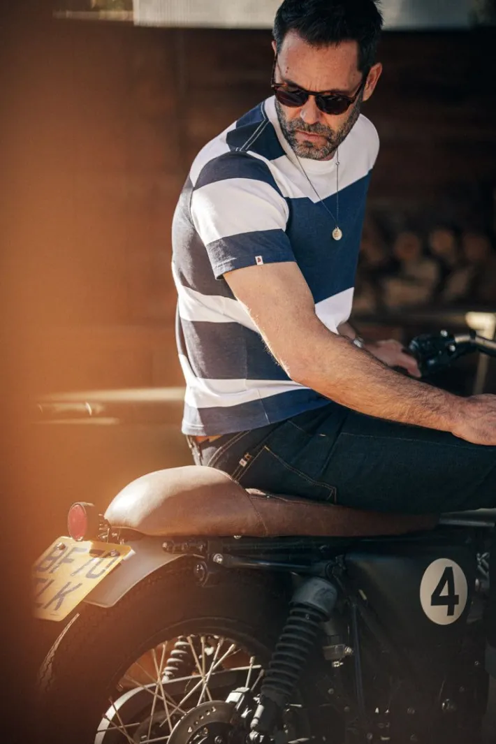 &SONS Tops>75 T-Shirt Indigo Stripe