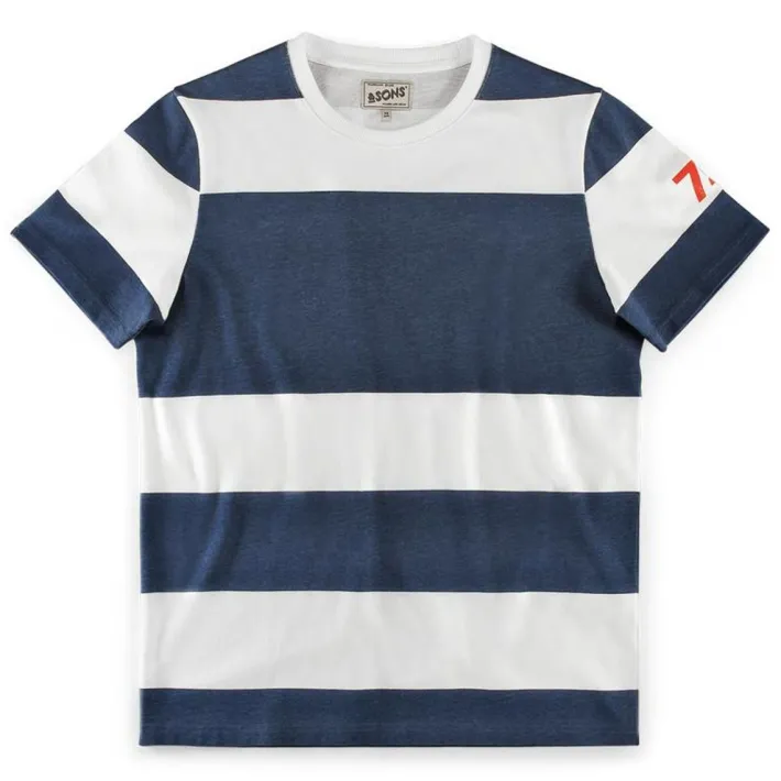 &SONS Tops>75 T-Shirt Indigo Stripe