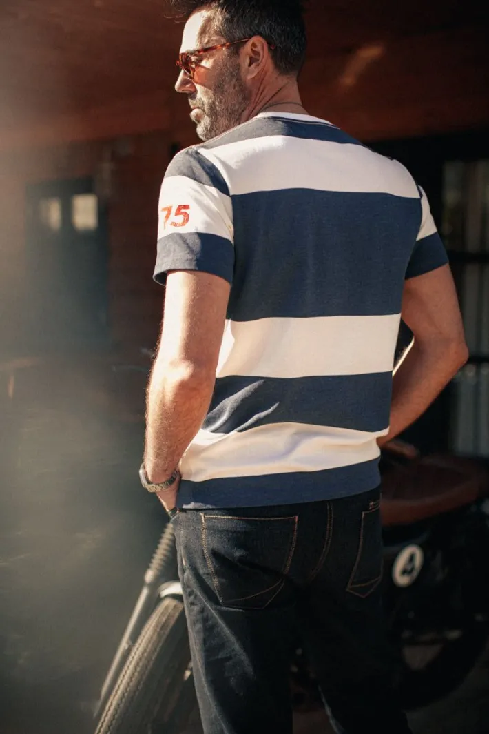 &SONS Tops>75 T-Shirt Indigo Stripe