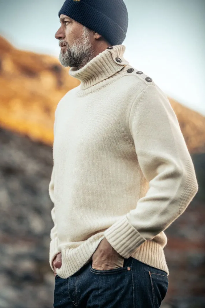 &SONS Jackets & Coats>Ahab Submariner Rollneck Jumper Ecru