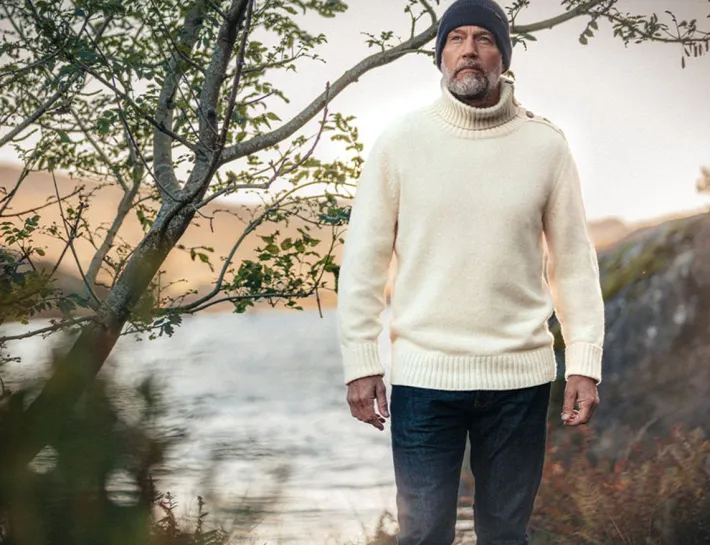 &SONS Jackets & Coats>Ahab Submariner Rollneck Jumper Ecru