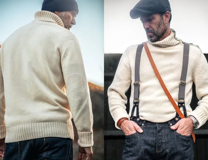 &SONS Jackets & Coats>Ahab Submariner Rollneck Jumper Ecru