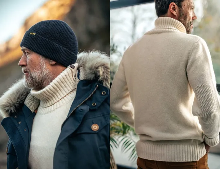 &SONS Jackets & Coats>Ahab Submariner Rollneck Jumper Ecru