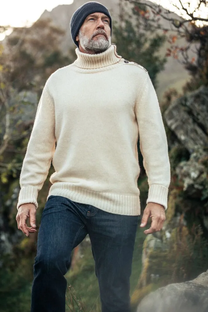 &SONS Jackets & Coats>Ahab Submariner Rollneck Jumper Ecru