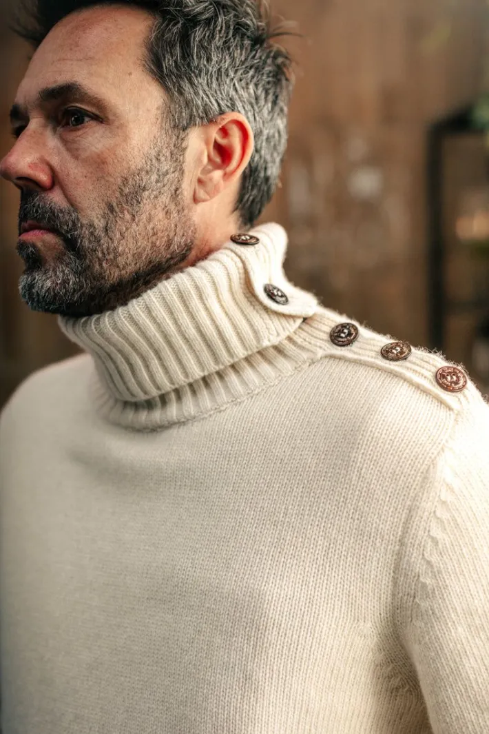 &SONS Jackets & Coats>Ahab Submariner Rollneck Jumper Ecru