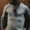 &SONS Tops>Base Waffle Crew Neck Grey Marl