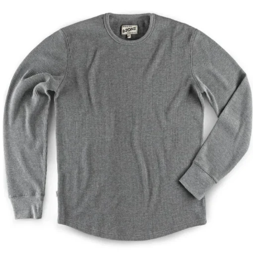 &SONS Tops>Base Waffle Crew Neck Grey Marl