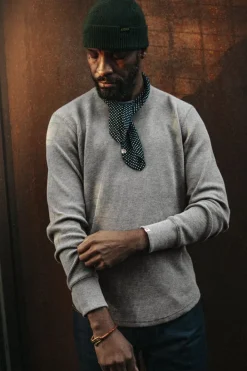 &SONS Tops></noscript>Base Waffle Crew Neck Grey Marl