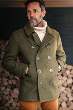 &SONS Jackets & Coats>Boardwalk Peacoat Army Green