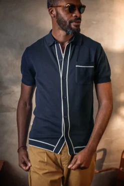&SONS Tops>Dean Polo Navy