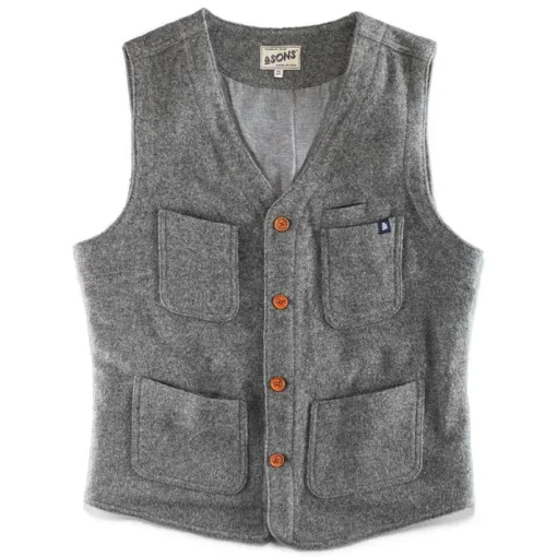 &SONS Knitwear>Drifter Wool Waistcoat Grey