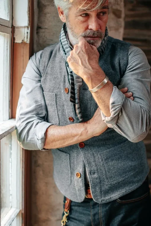 &SONS Knitwear>Drifter Wool Waistcoat Grey