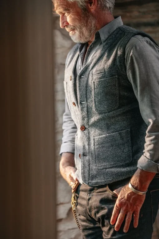 &SONS Knitwear>Drifter Wool Waistcoat Grey