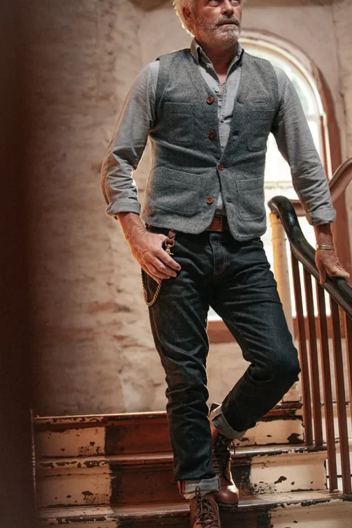 &SONS Knitwear>Drifter Wool Waistcoat Grey