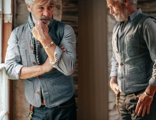 &SONS Knitwear>Drifter Wool Waistcoat Grey