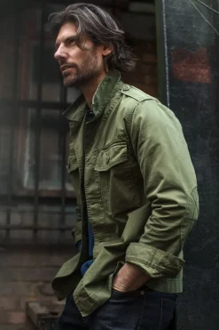 &SONS Jackets & Coats>Flag Overshirt Army Green