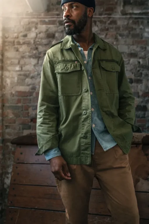 &SONS Jackets & Coats>Flag Overshirt Army Green