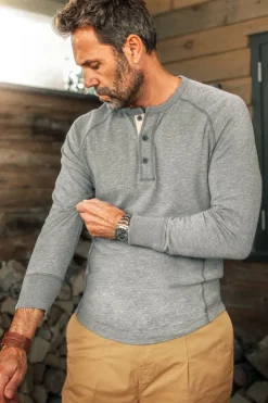 &SONS Tops>Flint Henley Grey Marl