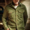 &SONS Tops>Lichen Moleskin Shirt Army Green
