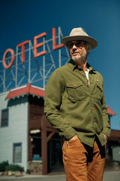 &SONS Tops>Lichen Moleskin Shirt Army Green