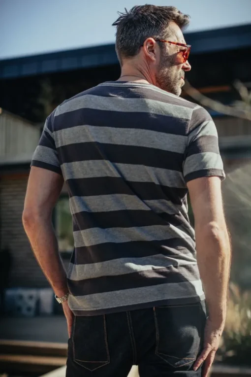 &SONS Tops>Papillon T-Shirt Grey Stripe