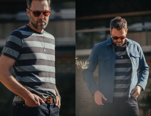 &SONS Tops>Papillon T-Shirt Grey Stripe