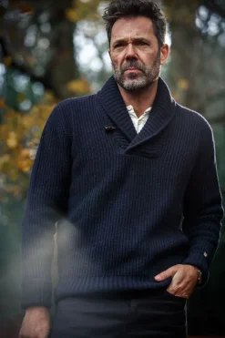 &SONS Jackets & Coats>Port Shawl Collar Jumper Navy