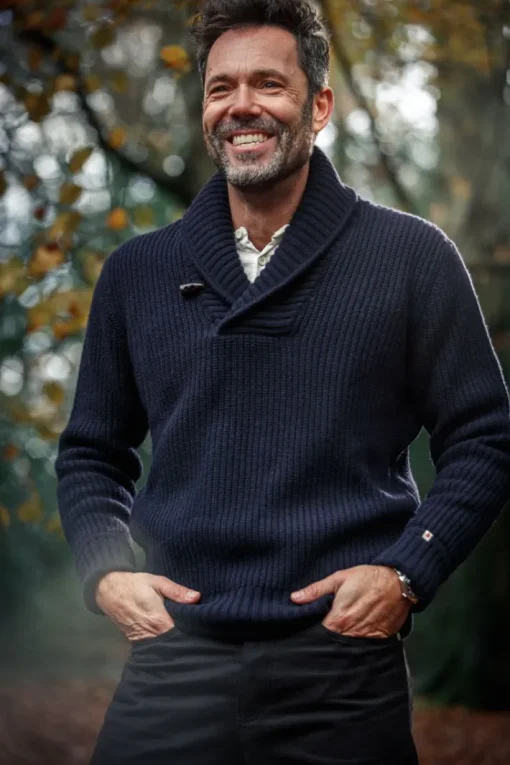 &SONS Jackets & Coats>Port Shawl Collar Jumper Navy