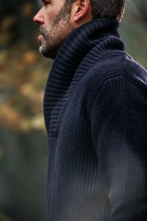 &SONS Jackets & Coats>Port Shawl Collar Jumper Navy