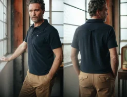 &SONS Tops></noscript>Solar Polo Navy