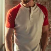 &SONS Tops>The Chariot Henley Shirt Raw/Red
