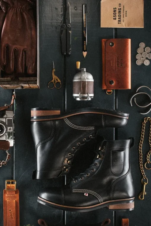 &SONS Leather Goods>The Drover Boot Black