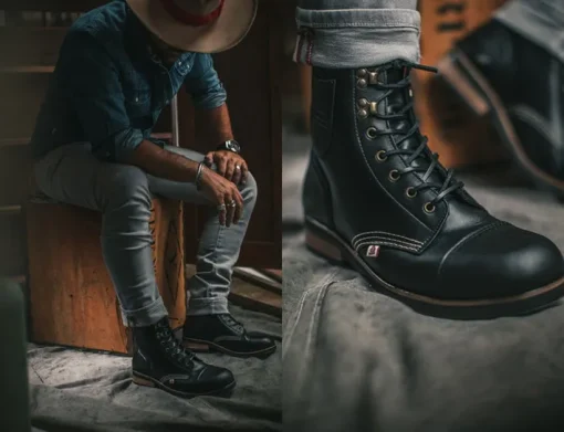 &SONS Leather Goods>The Drover Boot Black