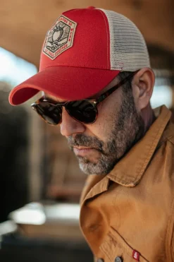 &SONS Headwear>Union Trucker Cap Vintage Red